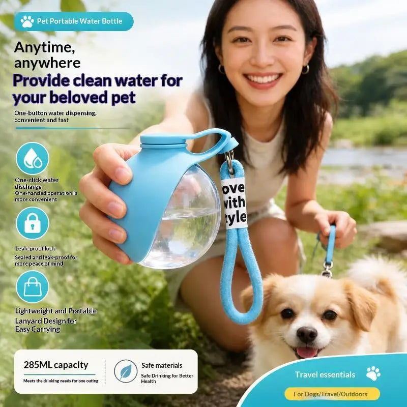 Portable Dog Travel Water Bottle with Detachable Silicone Bowl Leak Proof Lightweight for Walking Hiking Pet Supplies